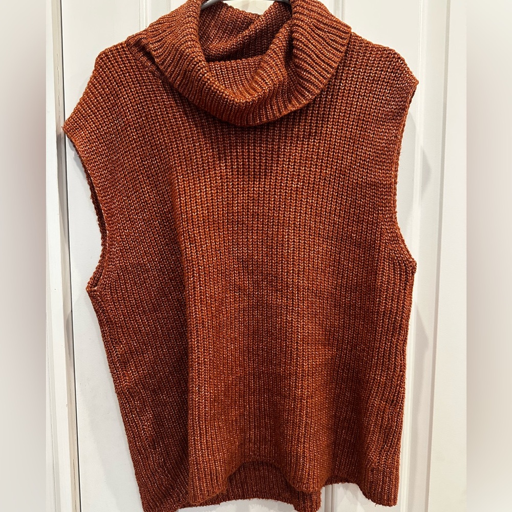 Rachel Zoe Copper Sleeveless Turtleneck Sweater